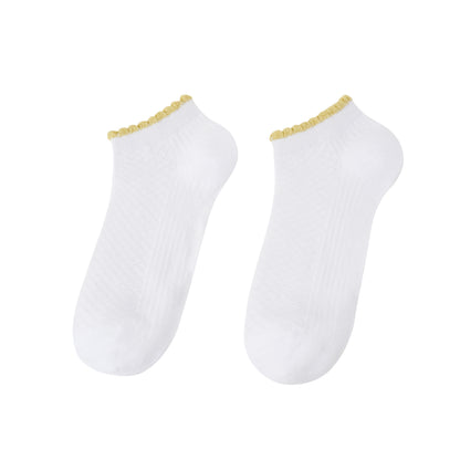 Socken / Karo - Weiß-Gold - 6er Set