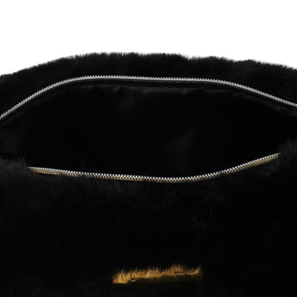 Pantolette / Teddy - Schwarz