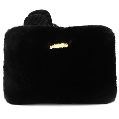 Pantolette / Teddy - Schwarz