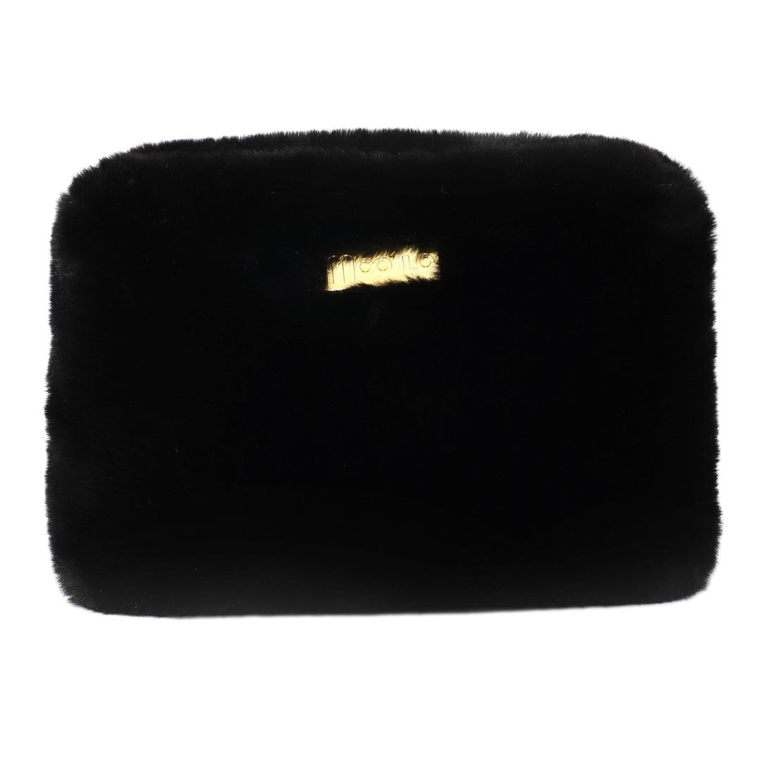 Pantolette / Teddy - Schwarz