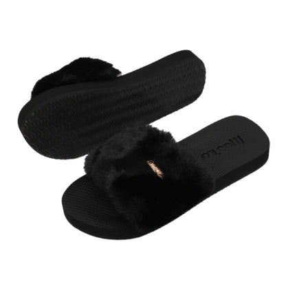 Pantolette / Teddy - Schwarz