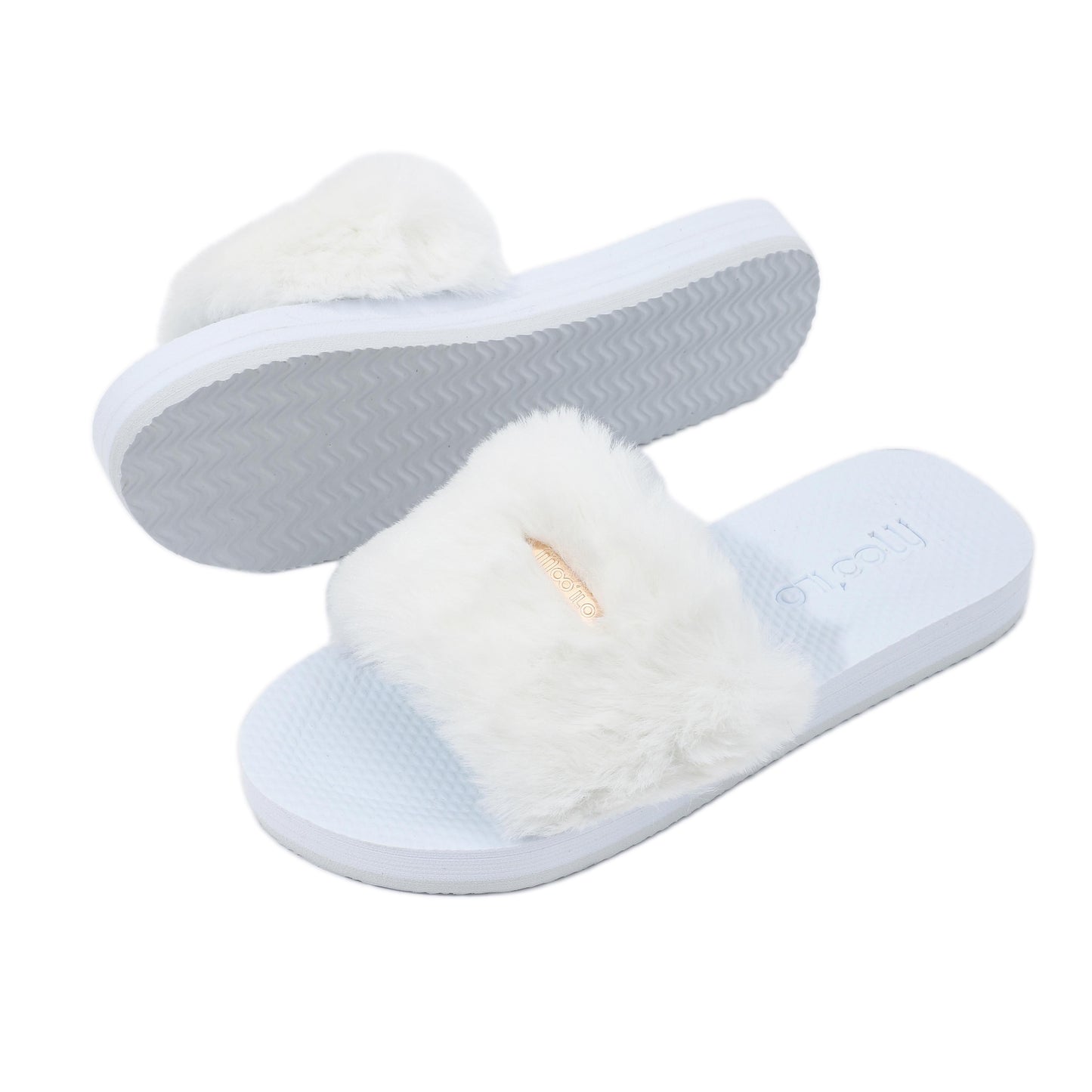 Pantolette / Teddy - Weiß