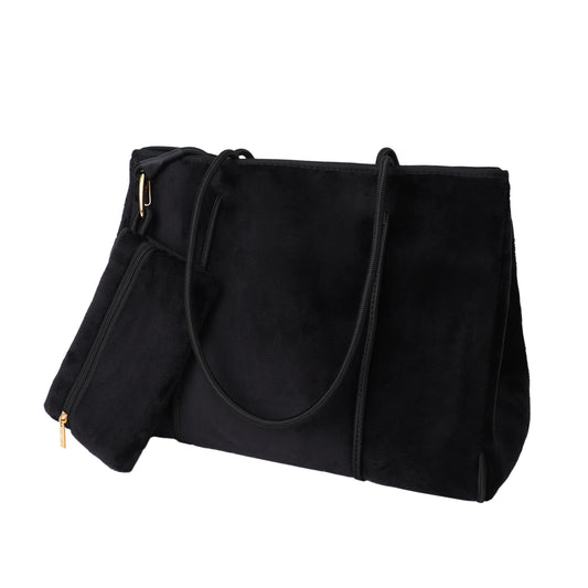 Taschen / Neopren-Samt-Shopper Mary - Schwarz