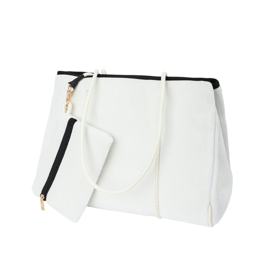 Taschen / Neopren-Samt-Shopper Mary - Weiß