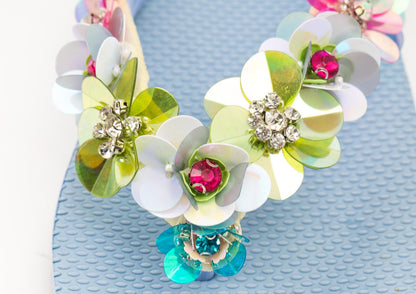Flip-Flop / Blumen - Hellblau