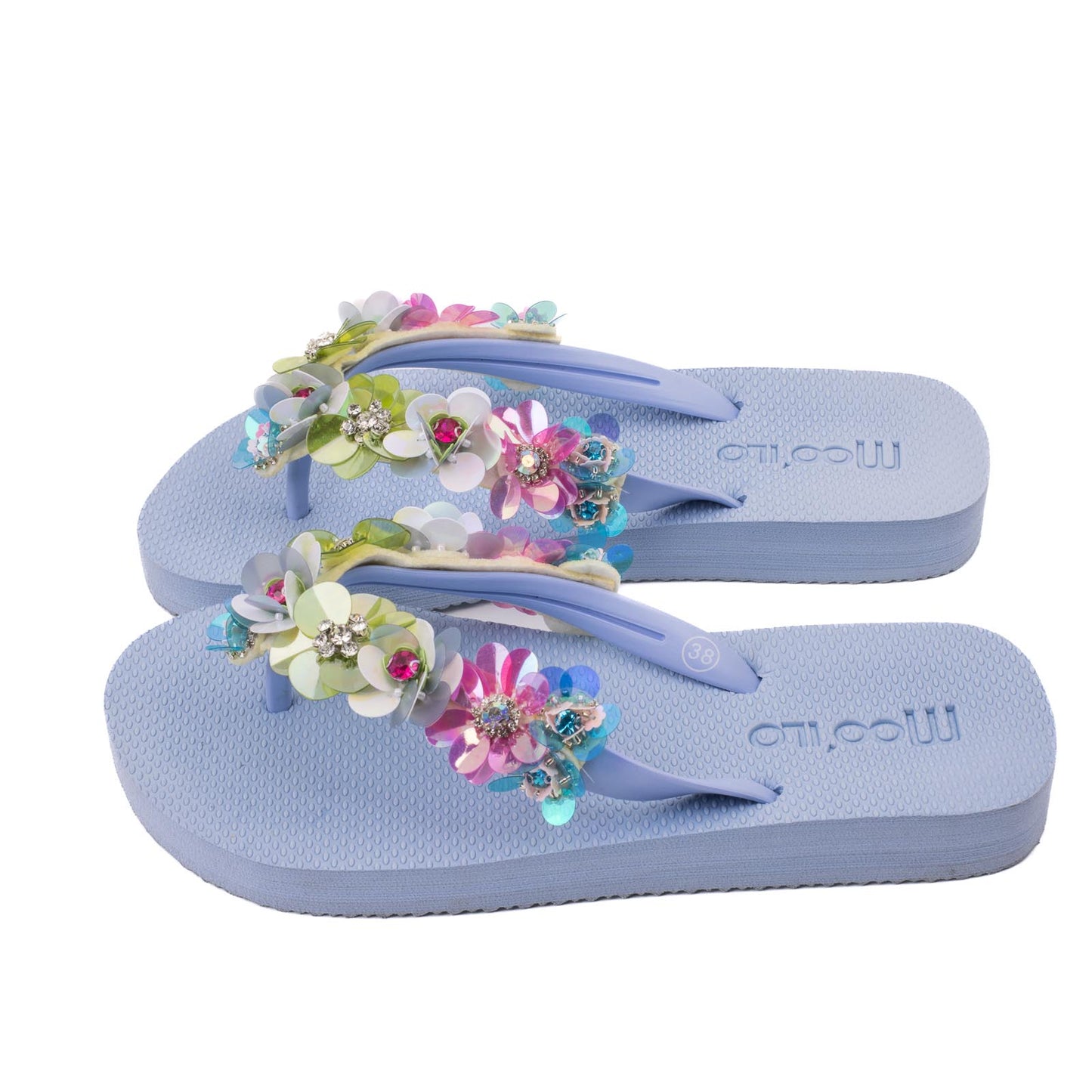 Flip-Flop / Blumen - Hellblau