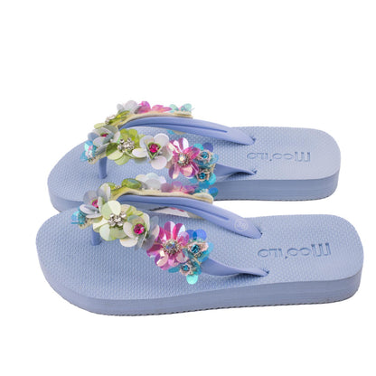 Flip-Flop / Blumen - Hellblau