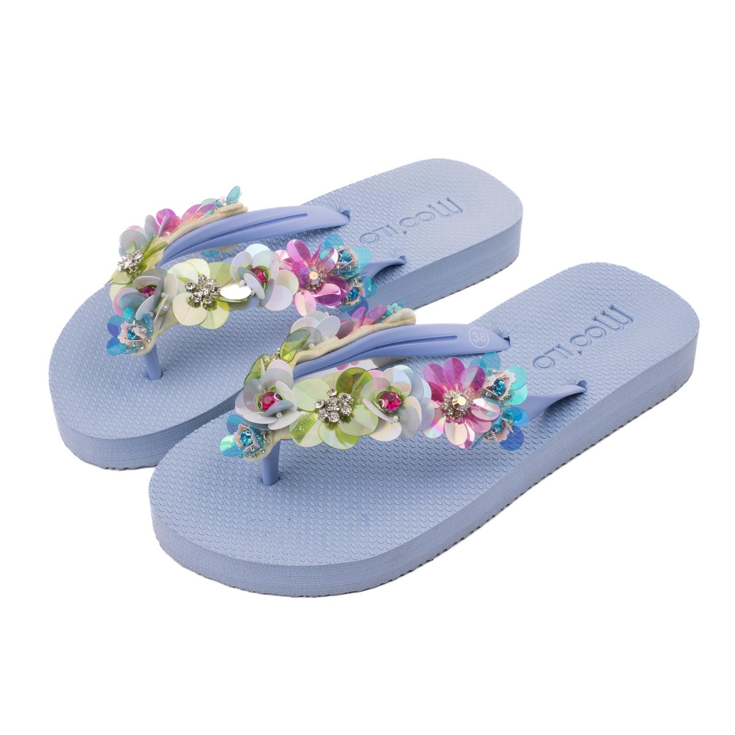 Flip-Flop / Blumen - Hellblau