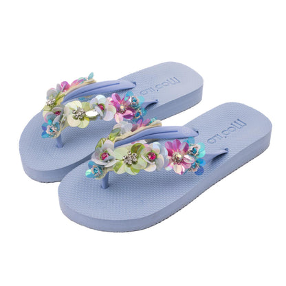 Flip-Flop / Blumen - Hellblau