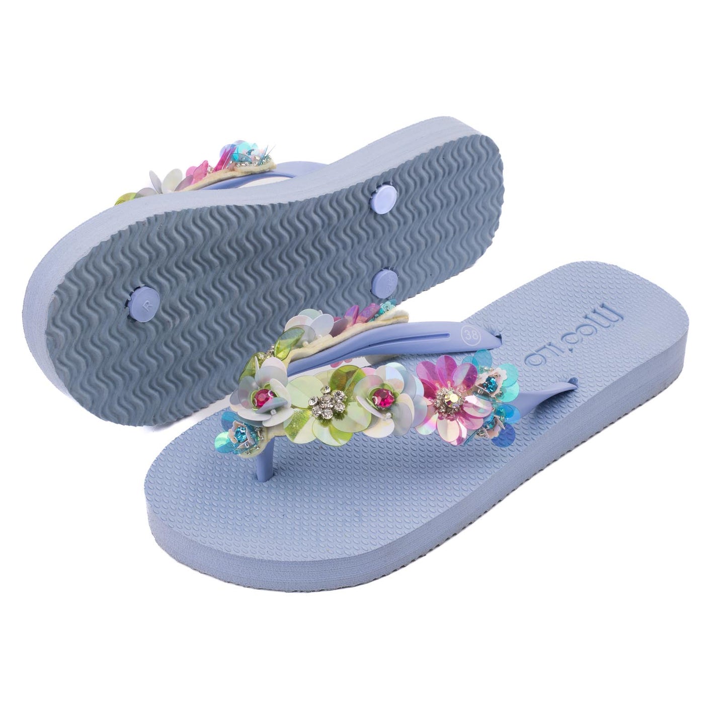 Flip-Flop / Blumen - Hellblau