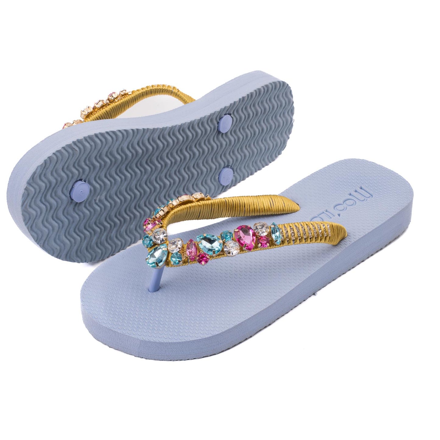 Flip-Flop / Hellblau - Band - Gold