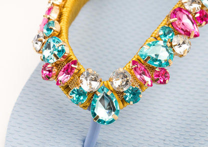 Flip-Flop / Hellblau - Band - Gold