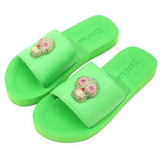 Pantolette / Totenkopf - Grün