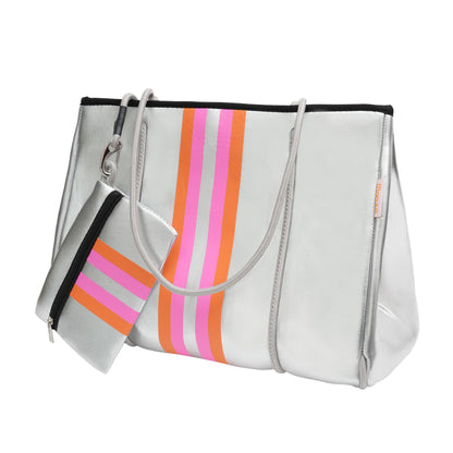 Taschen / Neopren-Shopper Lilly - Metallic Silber